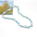 2021 elegant white and cyan  acrylic color link chain  twist necklace